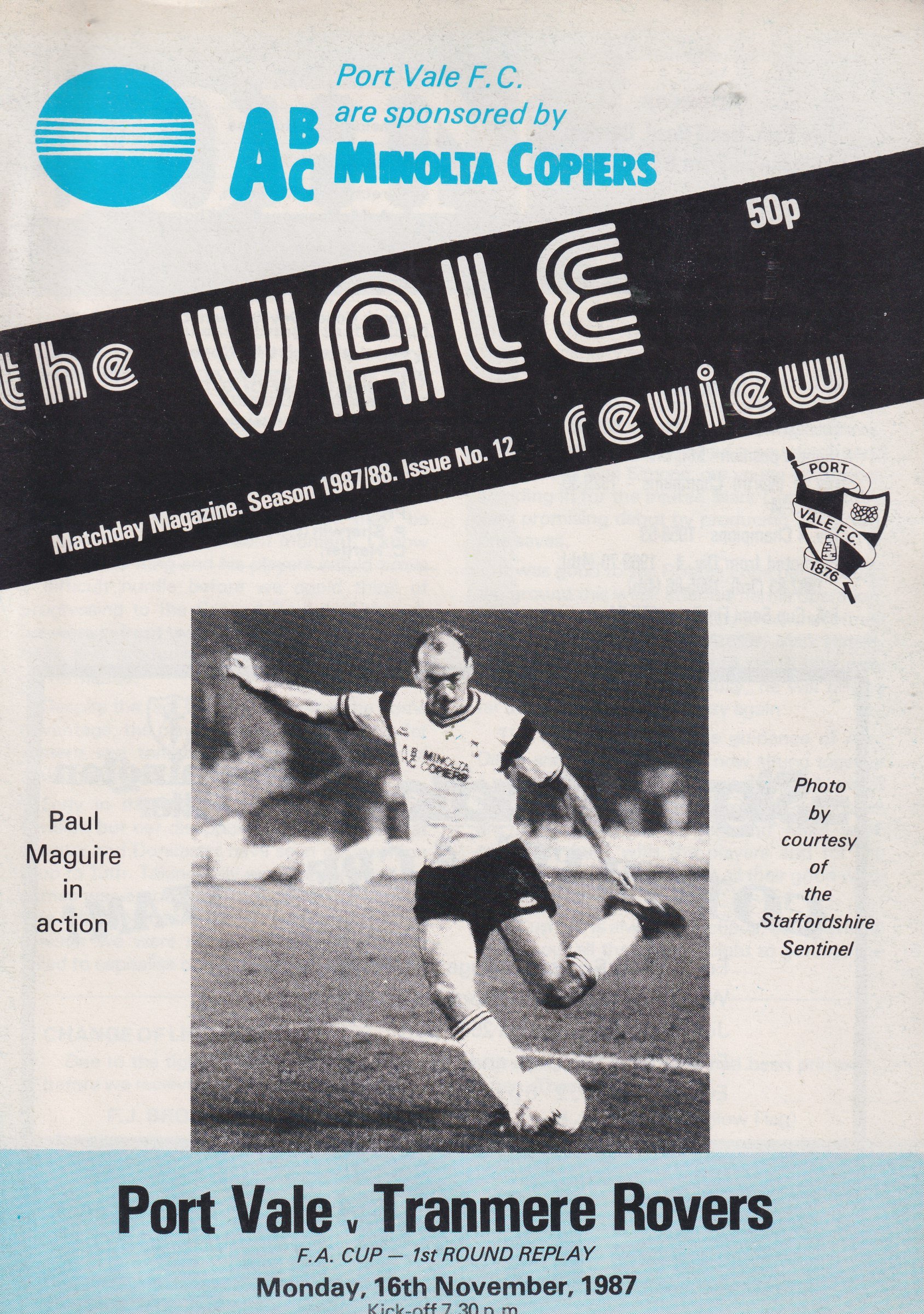 Port Vale v Tranmere Rovers match programme